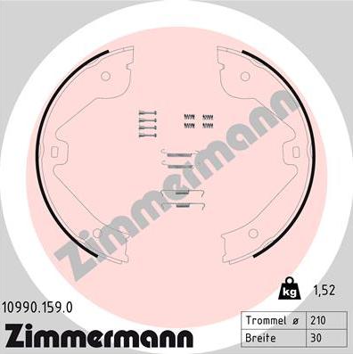 Zimmermann 10990.159.0 - КОЛОДКИ ТОРМОЗНЫЕ autodif.ru