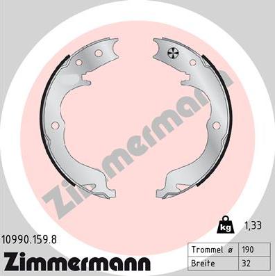 Zimmermann 10990.159.8 - Комплект тормозов, ручник, парковка autodif.ru