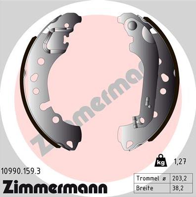 Zimmermann 10990.159.3 - Комплект тормозных колодок, барабанные autodif.ru