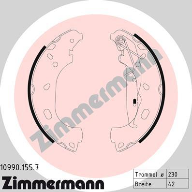 Zimmermann 10990.155.7 - Комплект тормозных колодок, барабанные autodif.ru