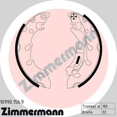 Zimmermann 10990.156.9 - Комплект тормозных колодок, барабанные autodif.ru