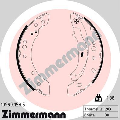 Zimmermann 10990.158.5 - Комплект тормозных колодок, барабанные autodif.ru