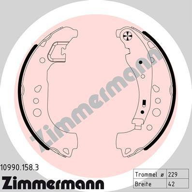 Zimmermann 10990.158.3 - Комплект тормозных колодок, барабанные autodif.ru