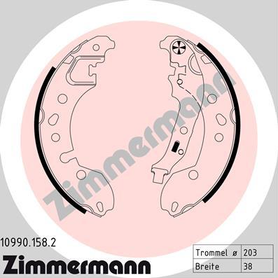 Zimmermann 10990.158.2 - Комплект тормозных колодок, барабанные autodif.ru