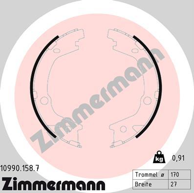 Zimmermann 10990.158.7 - Комплект тормозов, ручник, парковка autodif.ru