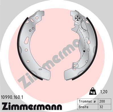 Zimmermann 10990.160.1 - Комплект тормозных колодок, барабанные autodif.ru