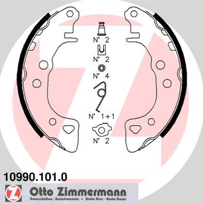 Zimmermann 10990.101.0 - Комплект тормозных колодок, барабанные autodif.ru