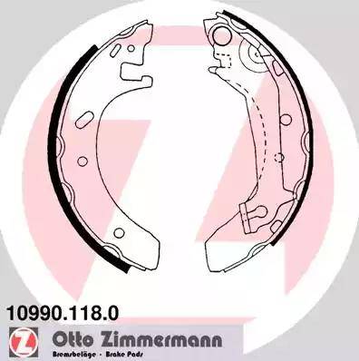 Zimmermann 10990.118.0 - Комплект тормозных колодок, барабанные autodif.ru