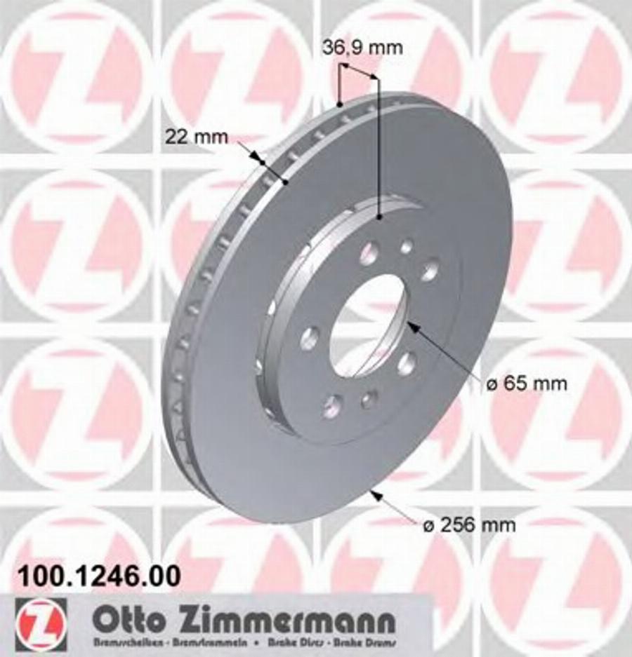 Zimmermann 100 1246 00 - Тормозной диск autodif.ru