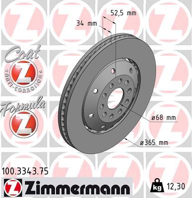 Zimmermann 100.3343.75 - Тормозной диск autodif.ru