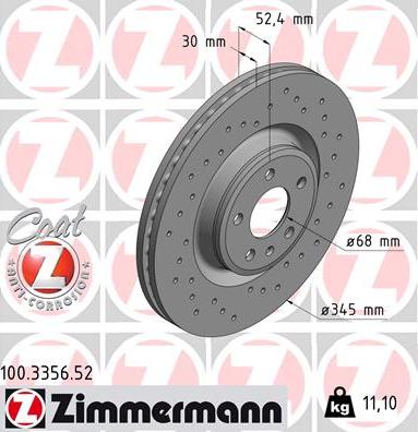 Zimmermann 100.3356.52 - Тормозной диск autodif.ru