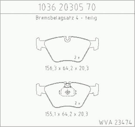 Zimmermann 1036.20305.70 - Тормозные колодки, дисковые, комплект autodif.ru