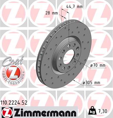 Zimmermann 110.2224.52 - Тормозной диск autodif.ru