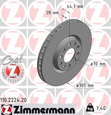 Zimmermann 110.2224.20 - Тормозной диск autodif.ru