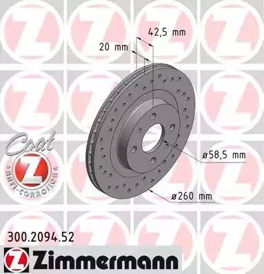 Zimmermann 300.2094.52 - Тормозной диск autodif.ru