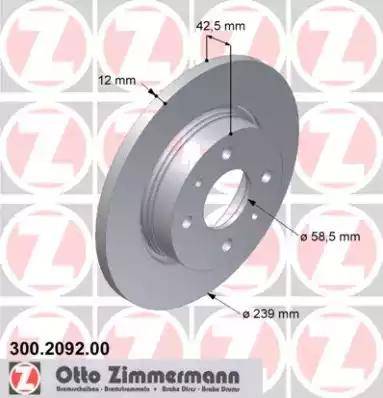Zimmermann 300.2092.00 - Тормозной диск autodif.ru