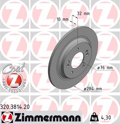 Zimmermann 320.3814.20 - Тормозной диск autodif.ru