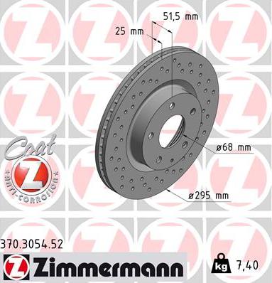 Zimmermann 370.3054.52 - Тормозной диск autodif.ru