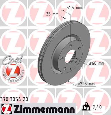 Zimmermann 370.3054.20 - Тормозной диск autodif.ru