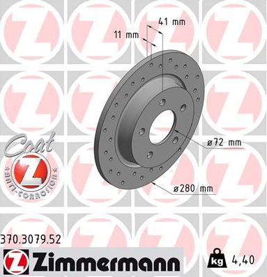 Zimmermann 370.3079.52 - Тормозной диск autodif.ru