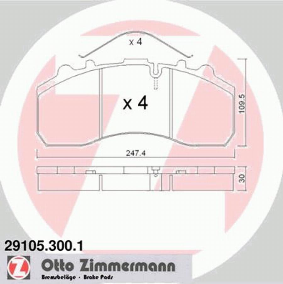 Zimmermann 291053001 - Тормозные колодки, дисковые, комплект autodif.ru