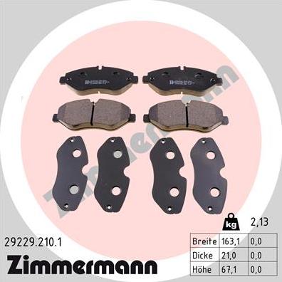 Zimmermann 29229.210.1 - Тормозные колодки, дисковые, комплект autodif.ru
