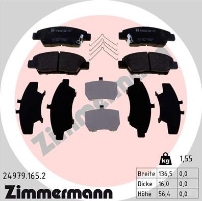 Zimmermann 24979.165.2 - Тормозные колодки, дисковые, комплект autodif.ru