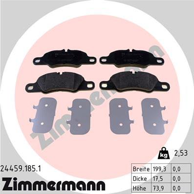 Zimmermann 24459.185.1 - Тормозные колодки, дисковые, комплект autodif.ru