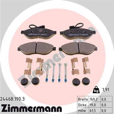 Zimmermann 24468.190.3 - Тормозные колодки, дисковые, комплект autodif.ru