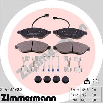 Zimmermann 24468.190.2 - Тормозные колодки, дисковые, комплект autodif.ru