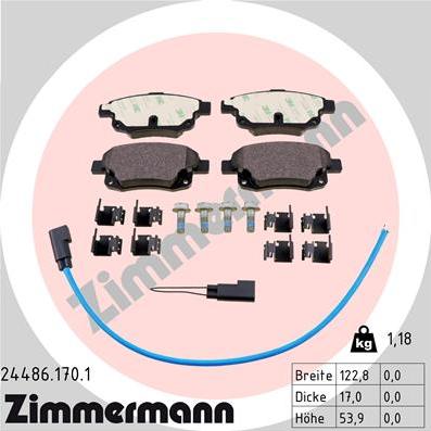Zimmermann 24486.170.1 - Тормозные колодки, дисковые, комплект autodif.ru