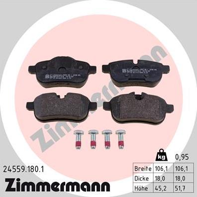 Zimmermann 24559.180.1 - Тормозные колодки, дисковые, комплект autodif.ru