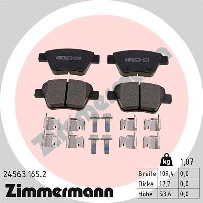 Zimmermann 24563.165.2 - Тормозные колодки, дисковые, комплект autodif.ru