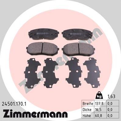Zimmermann 24501.170.1 - Тормозные колодки, дисковые, комплект autodif.ru