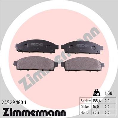 Zimmermann 24529.160.1 - Тормозные колодки, дисковые, комплект autodif.ru