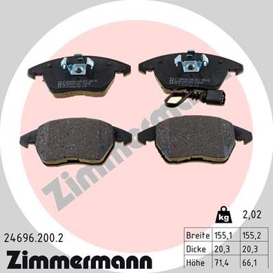 Zimmermann 24696.200.2 - Тормозные колодки, дисковые, комплект autodif.ru