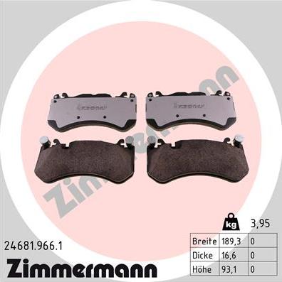Zimmermann 24681.966.1 - Тормозные колодки, дисковые, комплект autodif.ru
