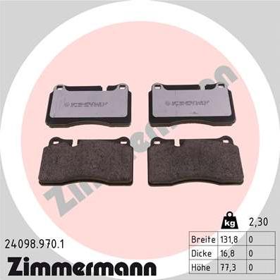 Zimmermann 24098.970.1 - Тормозные колодки, дисковые, комплект autodif.ru
