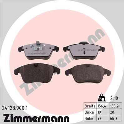 Zimmermann 24123.900.1 - Тормозные колодки, дисковые, комплект autodif.ru
