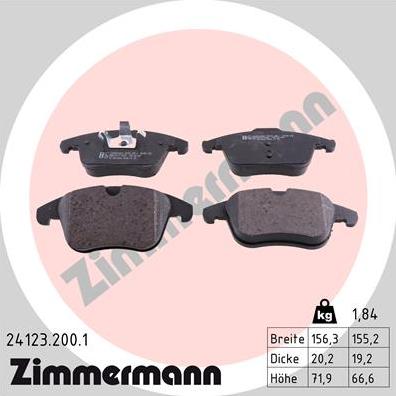 Zimmermann 24123.200.1 - Тормозные колодки, дисковые, комплект autodif.ru