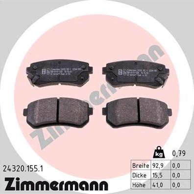 Zimmermann 24320.155.1 - Тормозные колодки, дисковые, комплект autodif.ru