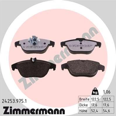 Zimmermann 24253.975.1 - Тормозные колодки, дисковые, комплект autodif.ru
