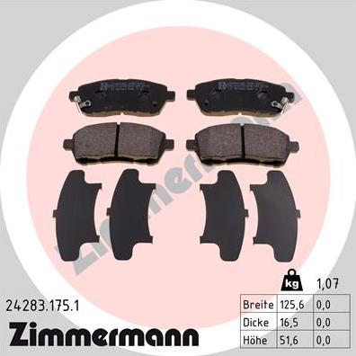 Zimmermann 24283.175.1 - Тормозные колодки, дисковые, комплект autodif.ru