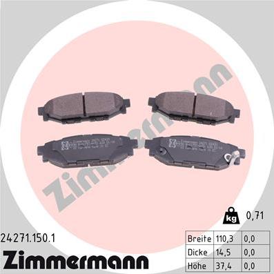 Zimmermann 24271.150.1 - Тормозные колодки, дисковые, комплект autodif.ru