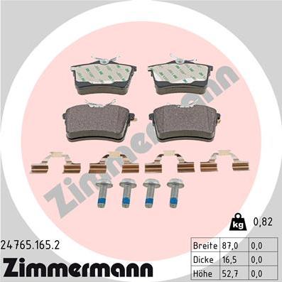 Zimmermann 24765.165.2 - Тормозные колодки, дисковые, комплект autodif.ru