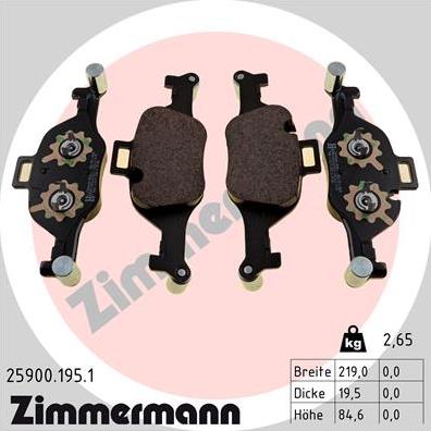 Zimmermann 25900.195.1 - Тормозные колодки, дисковые, комплект autodif.ru
