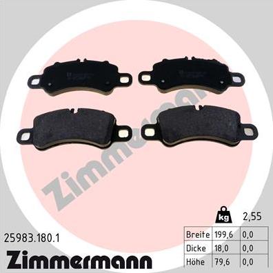 Zimmermann 25983.180.1 - Тормозные колодки, дисковые, комплект autodif.ru