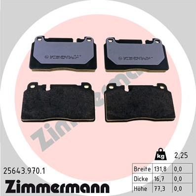 Zimmermann 25643.970.1 - Тормозные колодки, дисковые, комплект autodif.ru
