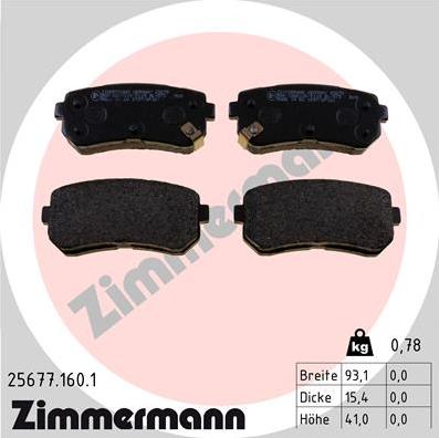 Zimmermann 25677.160.1 - Тормозные колодки, дисковые, комплект autodif.ru
