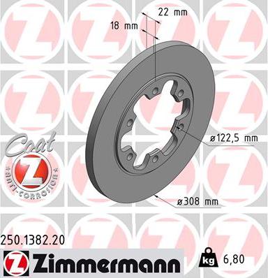 Zimmermann 250.1382.20 - Тормозной диск autodif.ru